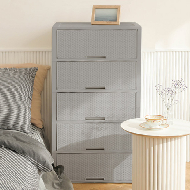코멧 국내생산 라탄 서랍장, 그레이, 5단