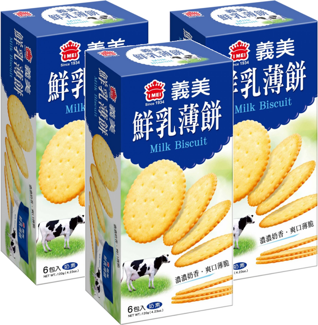 義美 鮮乳薄餅, 120g, 3盒