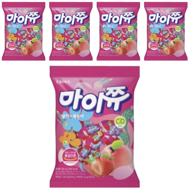 마이쮸 딸기 복숭아 츄잉캔디, 720g, 5개