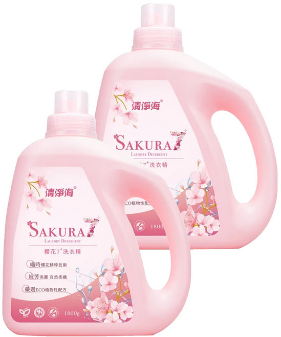 清淨海 櫻花7+系列 洗衣精, 1.8kg, 2瓶