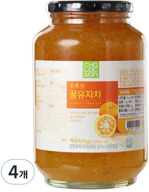 초록원_참꿀유자차, 2kg, 1개입, 4개