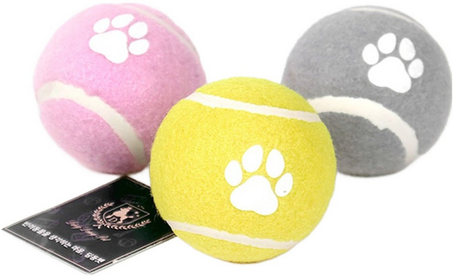 딩동펫 반려동물 스포츠볼 테니스공 3종 세트, 그레이 + 옐로우 + 핑크, 1세트