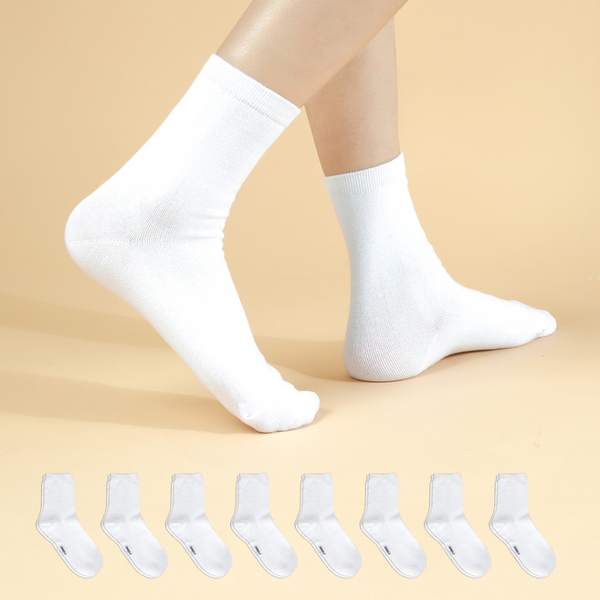 착스 여성용 프리미엄 앞코보강 중목 양말 8켤레 세트