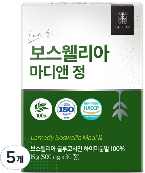 랩온랩 정품 보스웰리아 마디앤정, 5개, 30정