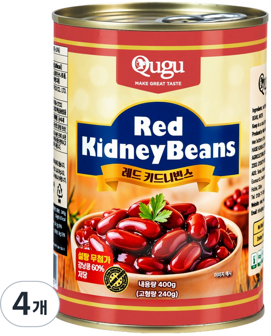 큐구 설탕 무첨가 저당 레드키드니빈스, 400g, 4개