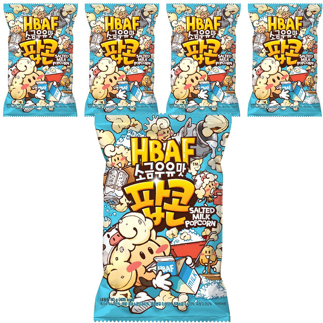 바프 소금우유맛 팝콘, 80g, 5개