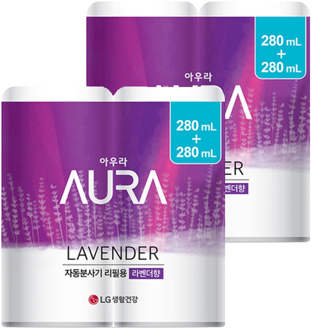 아우라 자동분사 방향제 리필 2개입, 560ml, 2개, 라벤더향