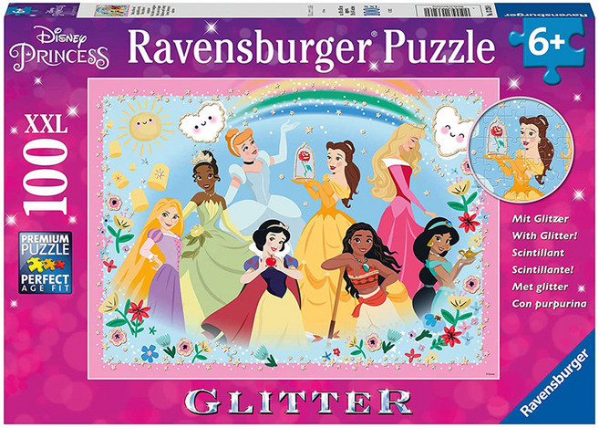 Ravensburger 維寶 閃亮版迪士尼公主拼圖, Multicolor, 100片, 1盒