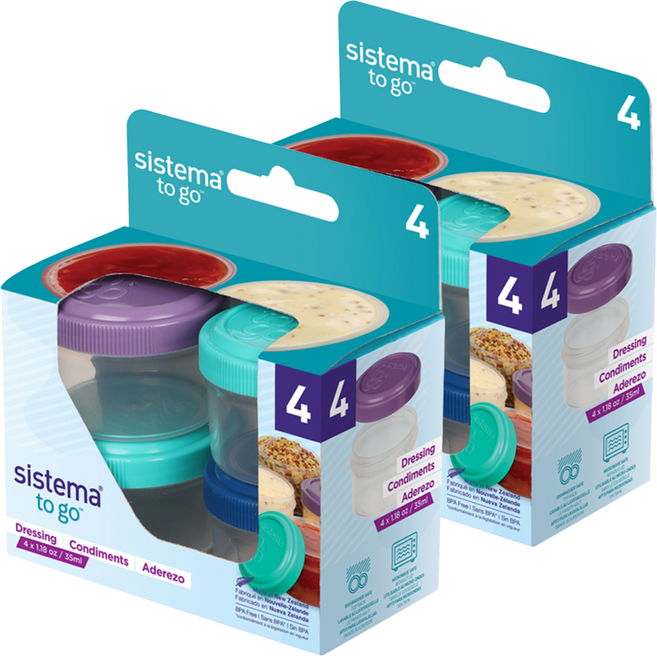 Sistema 드레싱 투 고 밀폐용기 세트, 2세트, 밀폐용기 35ml x 4종