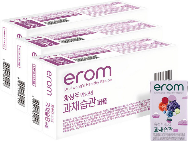 이롬 황성주 과채습관 퍼플, 140ml, 72개