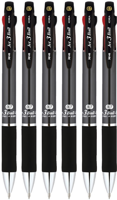 JAVAPEN Jet 3 Ball M 多色筆 0.7mm, 金屬黑, 6支