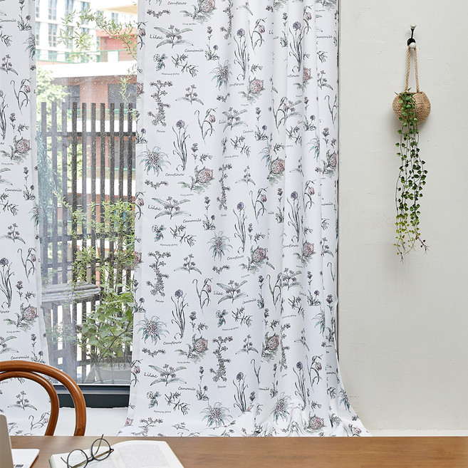 바자르 엣지플라워 암막 가리개 커튼