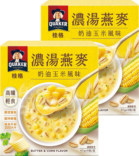 QUAKER 桂格 濃湯燕麥 奶油玉米風味 5包, 235g, 2盒