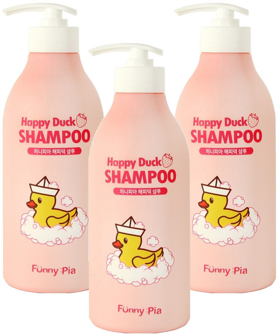 퍼니피아 유아용 해피덕 샴푸 스트로베리향, 500ml, 3개