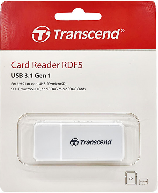 Transcend 創見 USB 3.1 讀卡機, TS-RDF5W, 白色, 1個