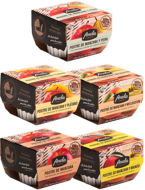 아넬라 100% 생과일 퓨레 5종 세트, 혼합맛(사과/배) + 바나나 + 애플망고 + 사과 + 복숭아, 1kg, 1세트