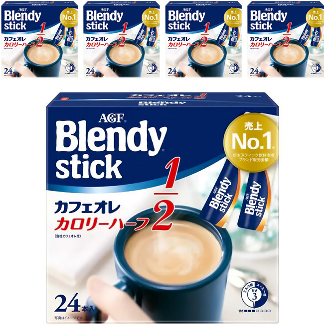 AGF Blendy 1/2低卡咖啡歐蕾, 5.4g, 24條, 5盒