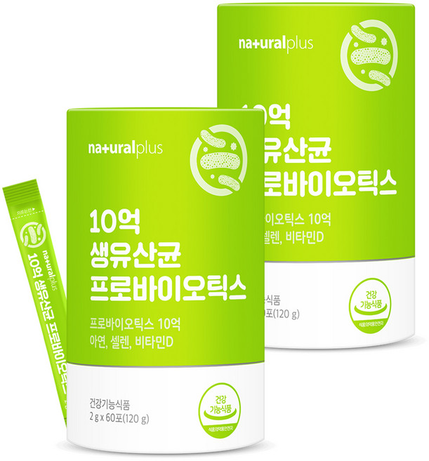 내츄럴플러스 10억 생유산균 프로바이오틱스 60포, 120g, 2개