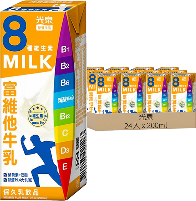光泉 富維他牛乳, 200ml, 24入