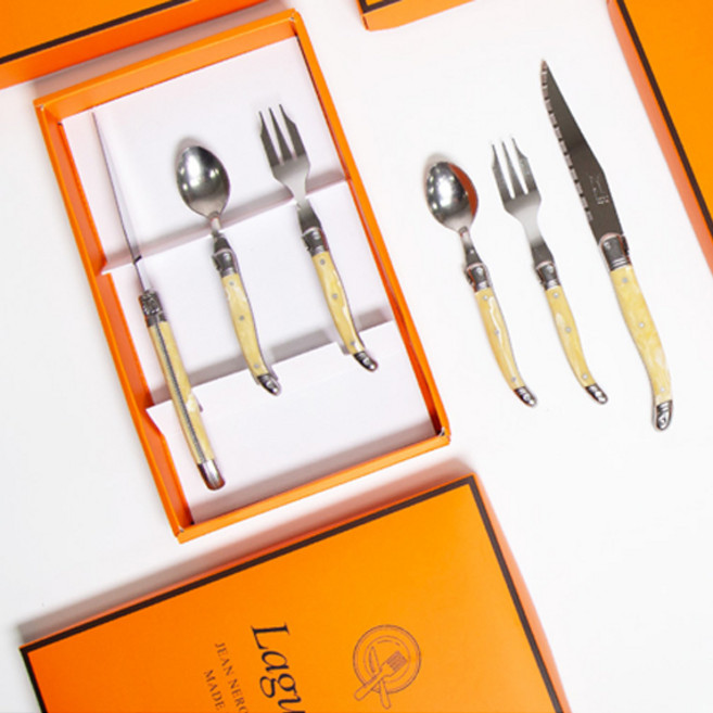 장네론 라귀올 케이크 3종 + 선물패키지 세트, 마블베이지, 스푼 + 포크 + 디너나이프 + 선물 패키지 박스, 1세트