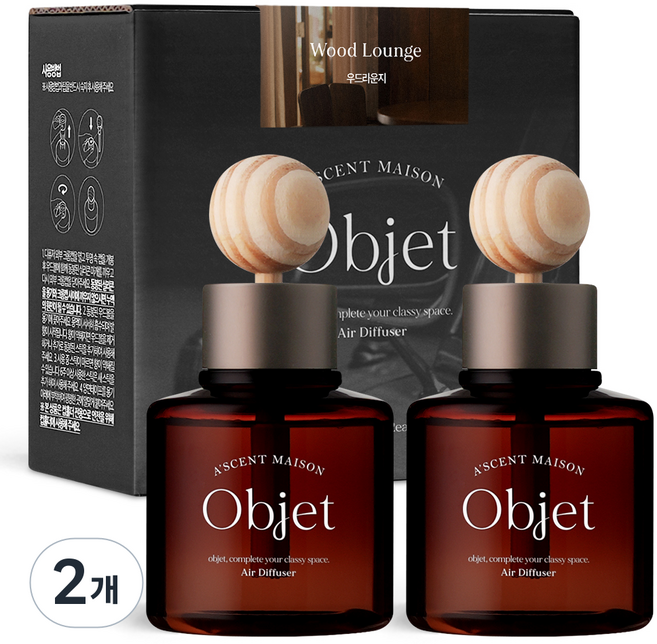 에이센트 오브제 차량용 디퓨저 100ml 2p, 우드라운지, 2개