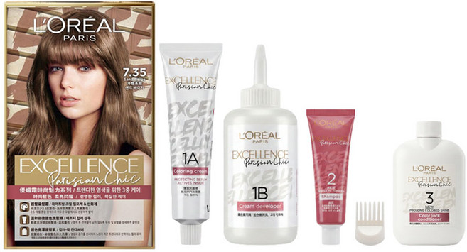 L'OREAL PARiS 巴黎萊雅 台灣公司貨 優媚霜時尚魅力系列 染髮霜, 7.35 冷培茶棕, 1盒