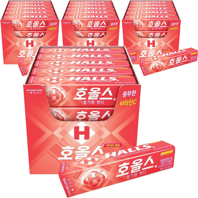 HALLS 條狀草莓, 80個, 27.9g