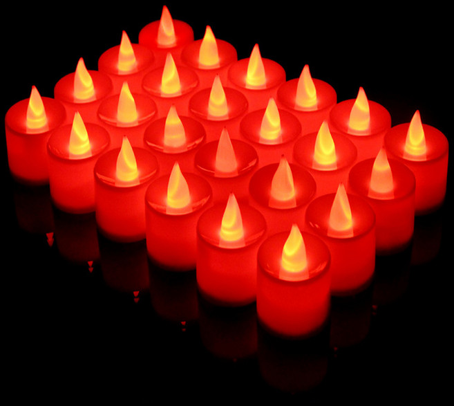 스토리빙 꺼지지 않는 티라이트 LED 전자초 24p, 레드