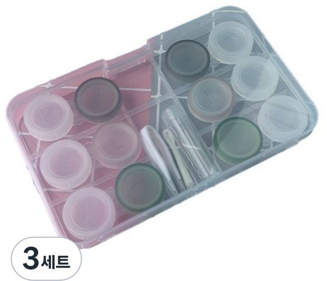 소울리치 콘텍트렌즈 케이스 3종 x 2p + 보관박스 세트, 투명, 3세트