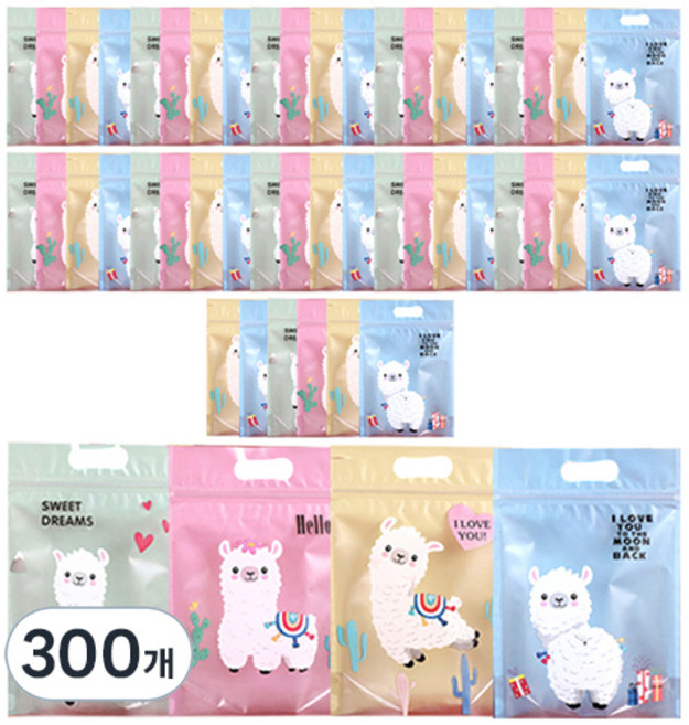 미미파티 감성 귀여운 구디백 손잡이 지퍼백 포장 봉투, 헬로우라마, 300개