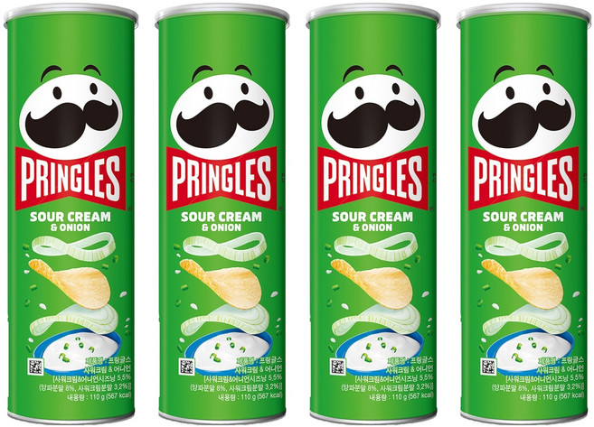 프링글스 사워크림 앤 어니언, 110g, 4개