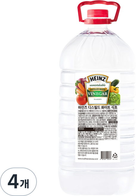 하인즈 화이트 식초, 5L, 4개