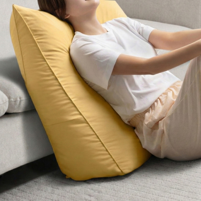 프랑떼 목까지 받쳐주는 빵빵한 방수 호텔식 롱슬림 삼각 등받이 쿠션, 옐로우