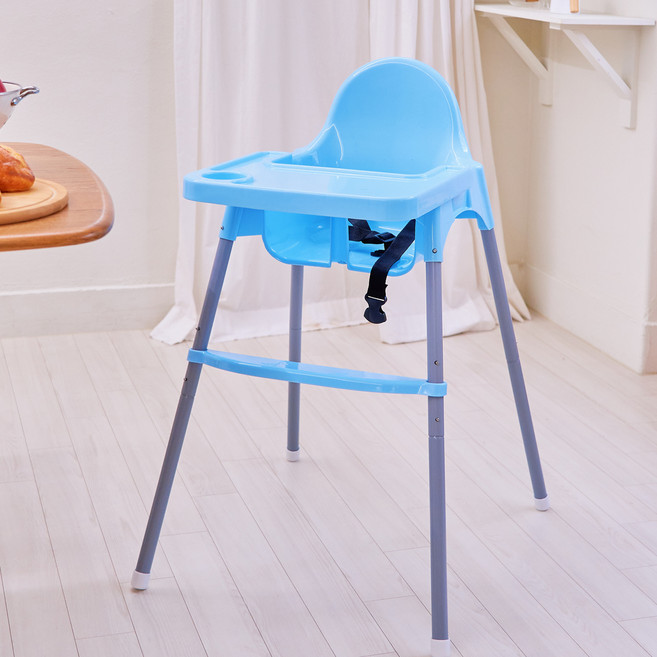 원더파파 높이조절 가능한 발 받침 하이체어, 스카이 블루