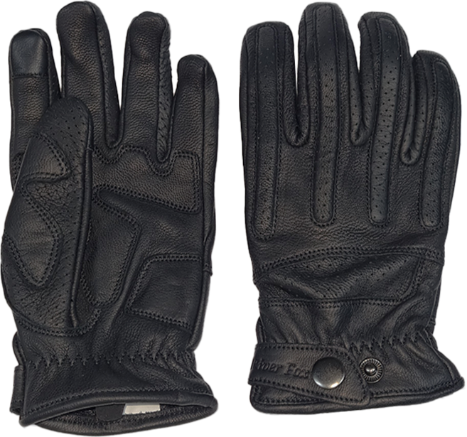 리버폭스 오토바이 라이더 가죽 터치 손가락 장갑, 블랙