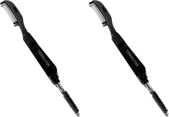 셀프천사 아이브로우 눈썹 스크류 마스카라 빗, 블랙, 2개
