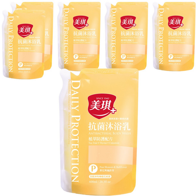 美琪 抗菌沐浴乳 梨花與風鈴草 補充包, 600ml, 6包