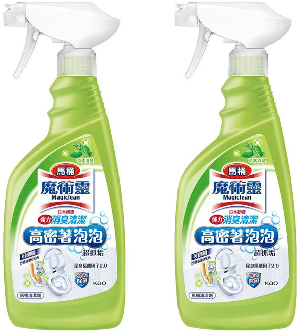 Kao 花王 Magiclean 魔術靈 台灣公司貨 高密泡馬桶清潔劑 噴槍式 草本消臭, 500ml, 2瓶