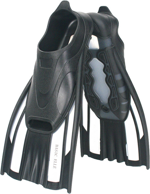 베이직엘르 프리미엄 숏핀 오리발 BE0-SC04K + 메쉬백, 블랙