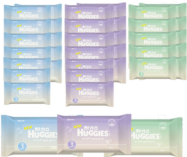 하기스 퓨어쁘띠 생분해 아기물티슈 휴대용, 20매, 64개