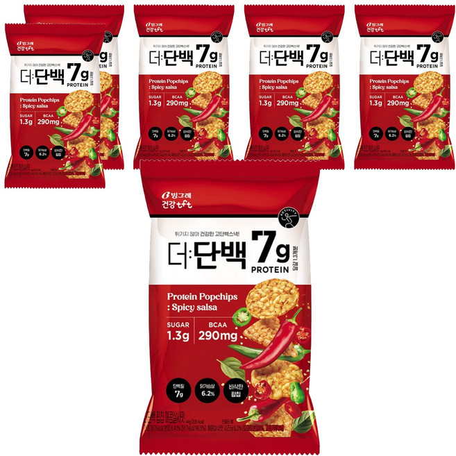 더단백 빙그레 건강tft 팝칩 매콤살사맛, 6개, 44g