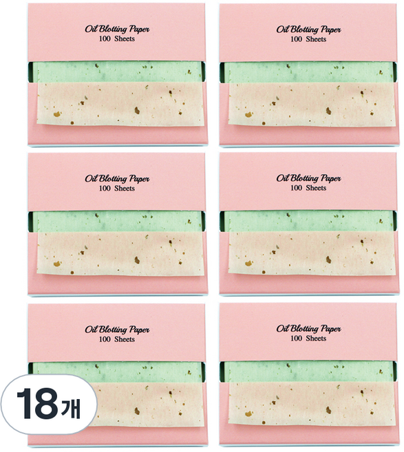 바루쟈 기름종이 리필 녹차, 100매입, 18개