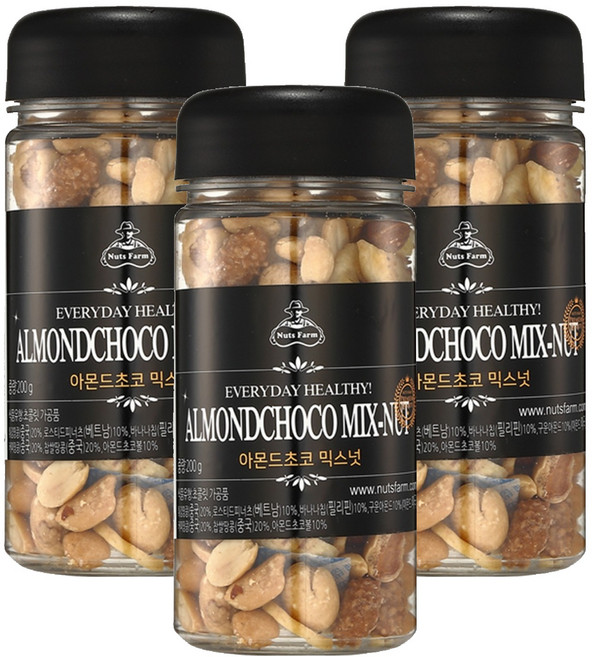 NUTS FARM 巧克力杏仁果&綜合堅果罐, 200g, 3罐