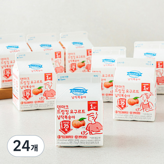 덴마크 드링킹 요구르트 납작 복숭아, 275ml, 1개입, 24개