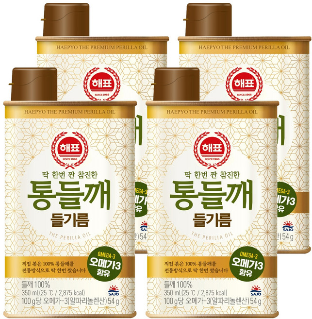 Haepyo 全粒紫蘇籽油, 4個, 350ml