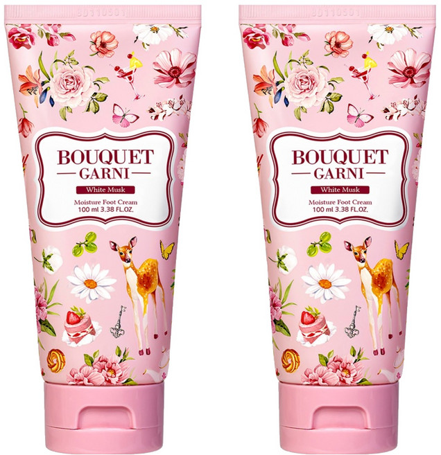 부케가르니 고보습 각질케어 풋크림 화이트머스크, 1개입, 2개, 100ml