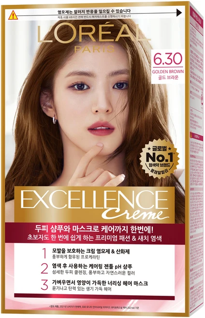 로레알파리 엑셀랑스 크림 빗캡으로 간편한 새치염색 염모제, 6.30호 골드 브라운, 1개 - 쿠팡