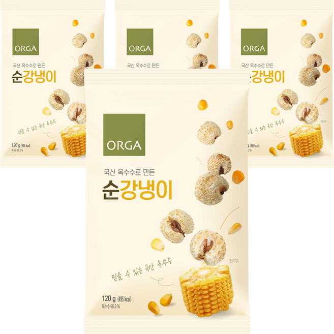 올가홀푸드 옥수수로 만든 순강냉이, 120g, 4개