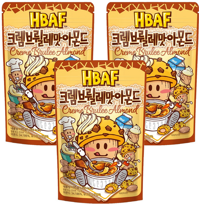 HBAF 杏仁果 焦糖布丁口味, 3包, 190g