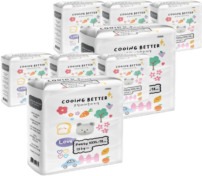 Cooing 베러 오리지널 팬티형 기저귀 아동공용 XXXL, 키즈형(Kid), 144매